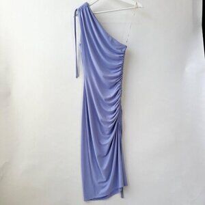 Susana Monaco Gathered side split one shoulder midi dress O1